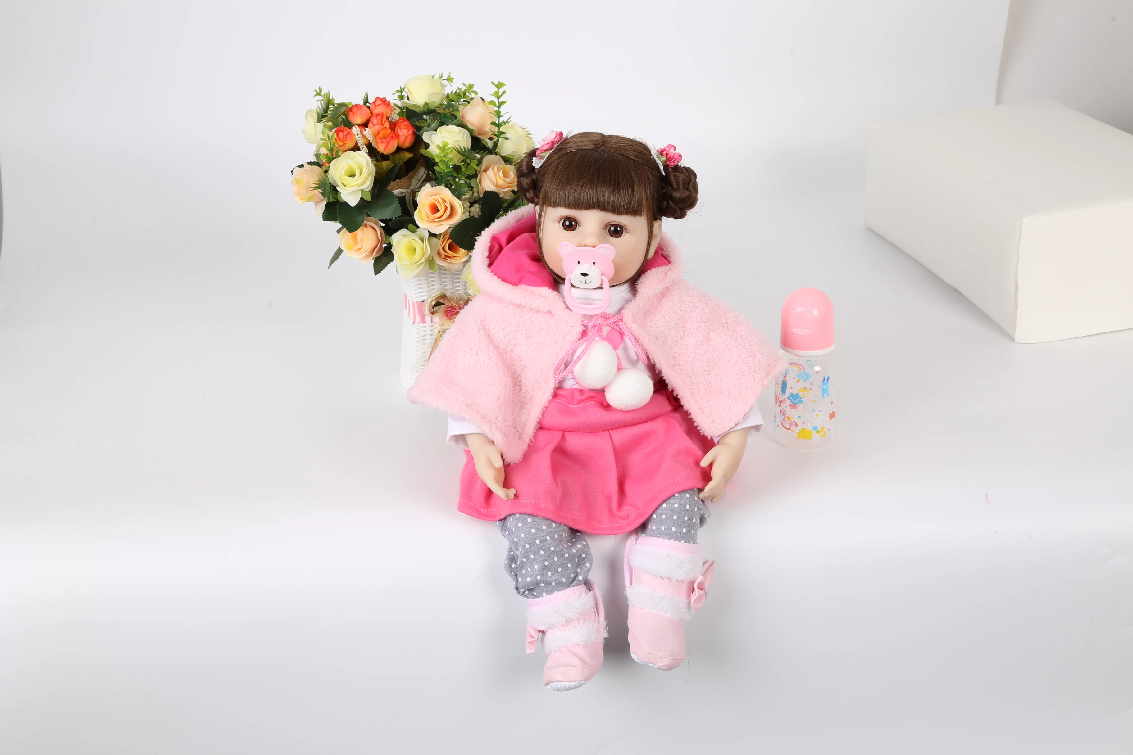 Forrsdor 48 см мягкая силиконовая кукла Bebe Reborn реалистичный Детский милый розовый