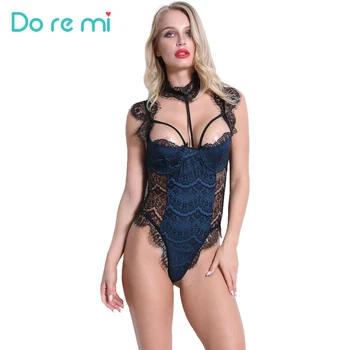 

Do re mi Ladise Large Size Eyelash Lace Nighwear Babydoll Chemise Transparent Haltter Sexy Costumes Dress