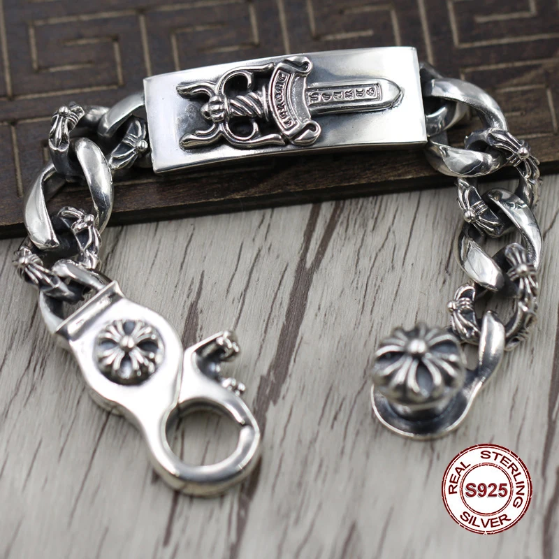 Мужской браслет из стерлингового серебра, модный тренд крестоносца, фантазийное, панк стиль, ретро классика, отправить подарок ло