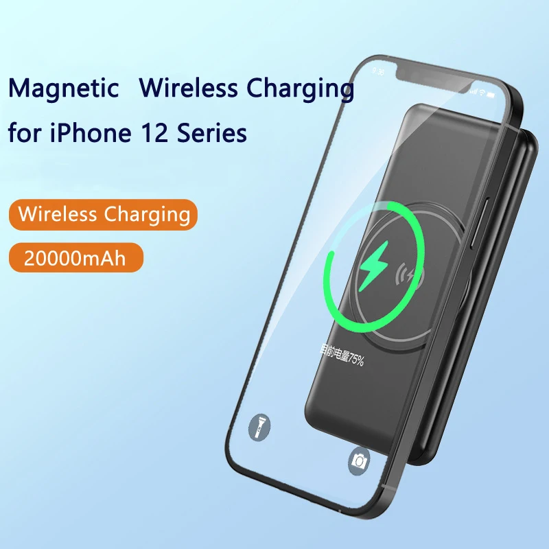 fast charging power bank 15W Magnetic Qi Wireless Charger Power Bank 20000mAh for iPhone 12 Samsung S21 Xiaomi Poverbank PD 22.5W Fast Charging Powerbank portable charger for android