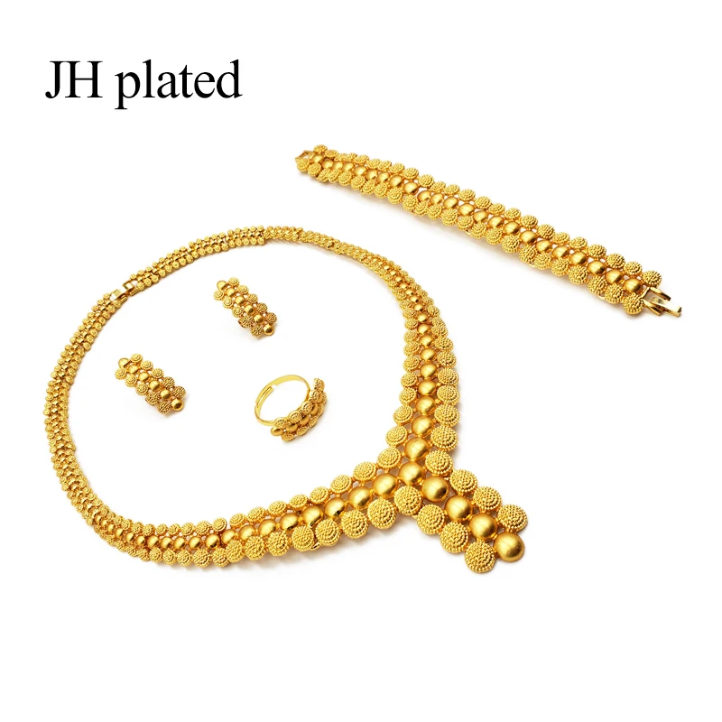 JHplated изысканные роскошные дубайские Ювелирные наборы золотого цвета индийский Нигерийский Африканский Ювелирный Набор аксессуары ювелирные изделия