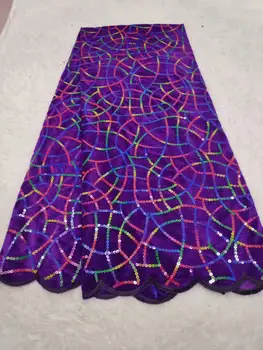 

African Lace Fabric Purple Nigerian Lace Fabric Bridal 2019 High Quality Net Tulle Lace Fabric For Wedding Party(7-19