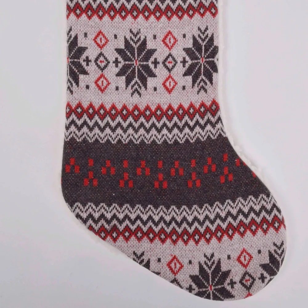 Free shipping Knitted Snowflake Christmas Stocking Sherpa Cuff Christmas tree decoration Fashionable socks