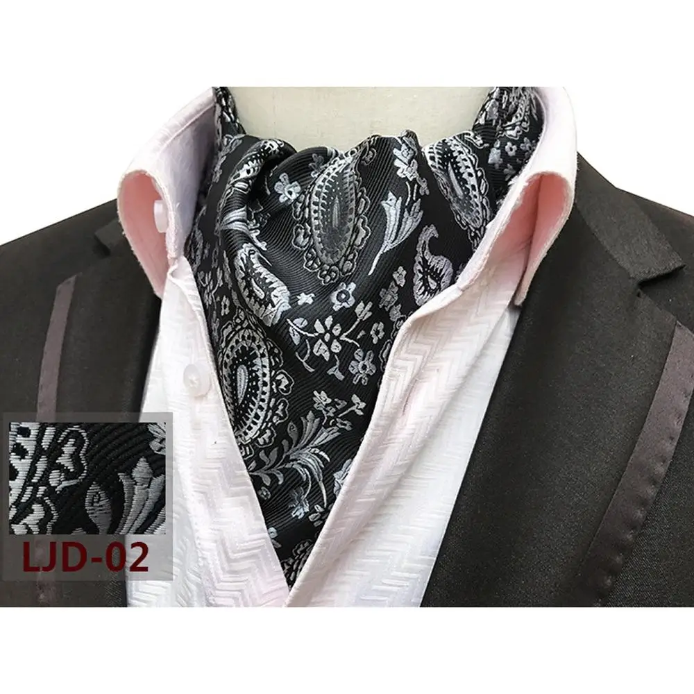 2 Аскотские Галстуки Cravat для мужчин, свадебные узорчатые Галстуки, красные, серые, синие, черные жаккардовые Тканые вечерние деловые шарфы - Цвет: 2