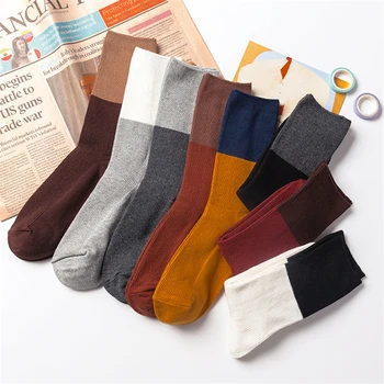 

Fashion Women's Cotton cute Color matching Socks Harajuku Casual Ladies Girl's Short Piles Heap Socks solid color simple sox