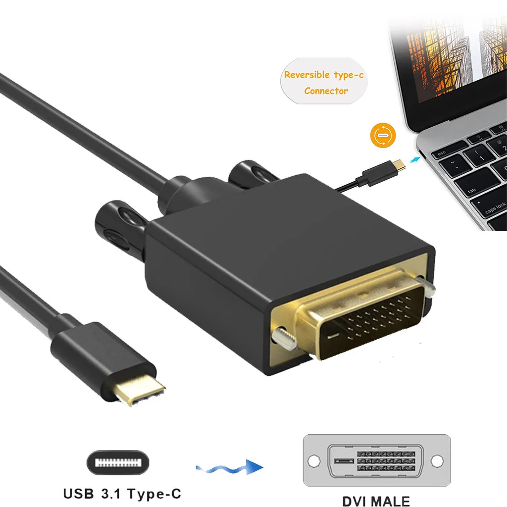 Usb type C к DVI адаптер Полный 1080P видео аудио конвертер кабель провод шнур# BO