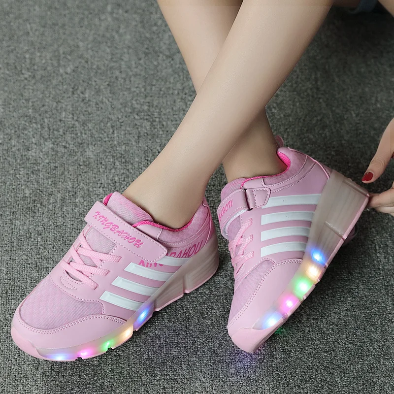 New Autumn Sneakers on Wheel Children Shoes With Light Kids Led Shoes Luminous Glowing Sneakers Baby Toddler Girls Shoes