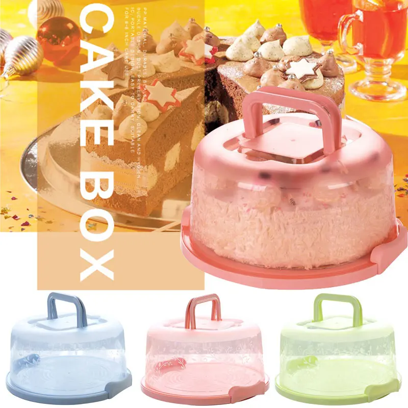 Cake Storage Box Plastic Handheld Kitchen Tool Birthday No Deformation Round Portable Sealing Bar Cupcake Container Wedding