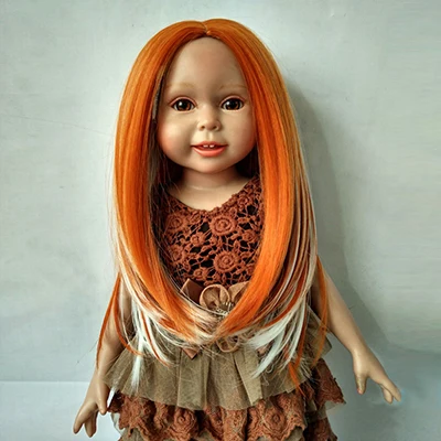 Парики только! Mocca блонд оранжевый большие кудри 30 см длинные 100 г синтетический кукольный парик для 1" Высота американская кукла с 10-11" головой - Цвет: orange white blended