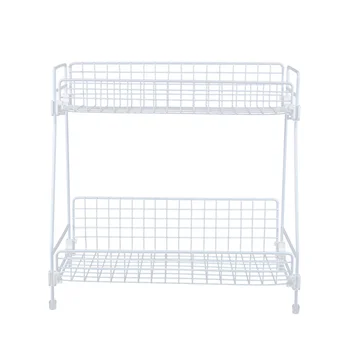 

1Pc Iron Storage Shelf Bathroom Drainer Storage Rack Kitchen Tableware Holder Small Size (White)