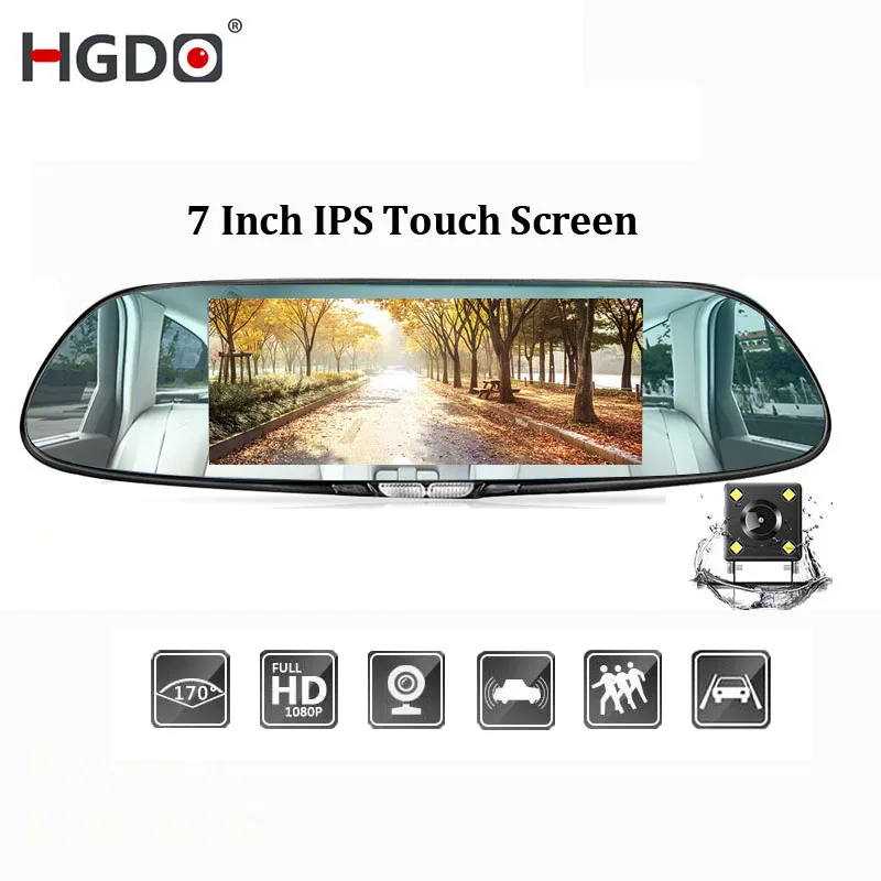 HGDO 7 0 дюймов ips сенсорный Автомобильный видеорегистратор Full HD 1080P видеокамера с