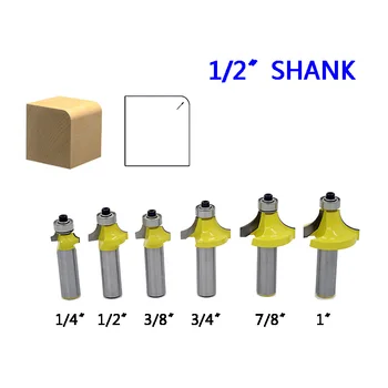 

6 pcsBit Round Over Edge Forming Router Bit Set - 8" Shank Woodworking cutter fillet knife