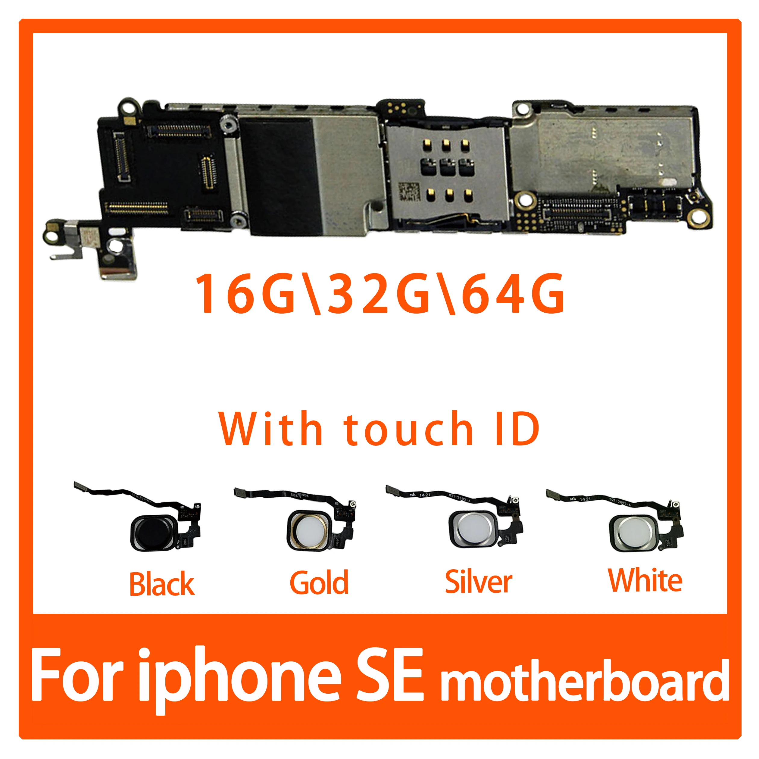 

100% Original unlocked for iphone 5SE SE Mainboard，With / Without Touch ID for iphone SE Motherboard with IOS System