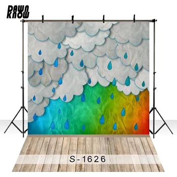 

DAWNKNOW Cloud Raindrop Vinyl Photography Background For Newborn Floor Photo Shoot Backdrop For Personal Photo Studio S1626