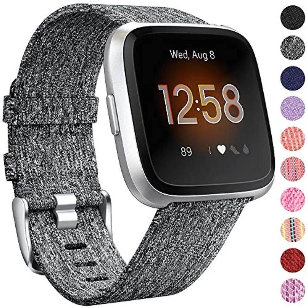 Для Fitbit Versa/Versa 2, Versa Lite Edition полосы маленькие большие, аксессуары из тканого полотна ремешок для наручных браслетов заменить мужчин t женщин мужчин - Цвет: dark gray