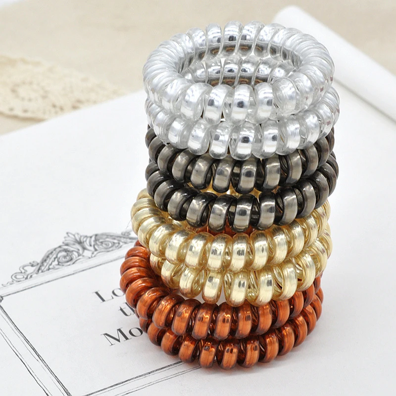 

Multicolor Elastic Hair Bands Spiral Shape Ponytail Hair Ties Gum Rubber Band Hair Rope Telephone Wire Hair Accessories