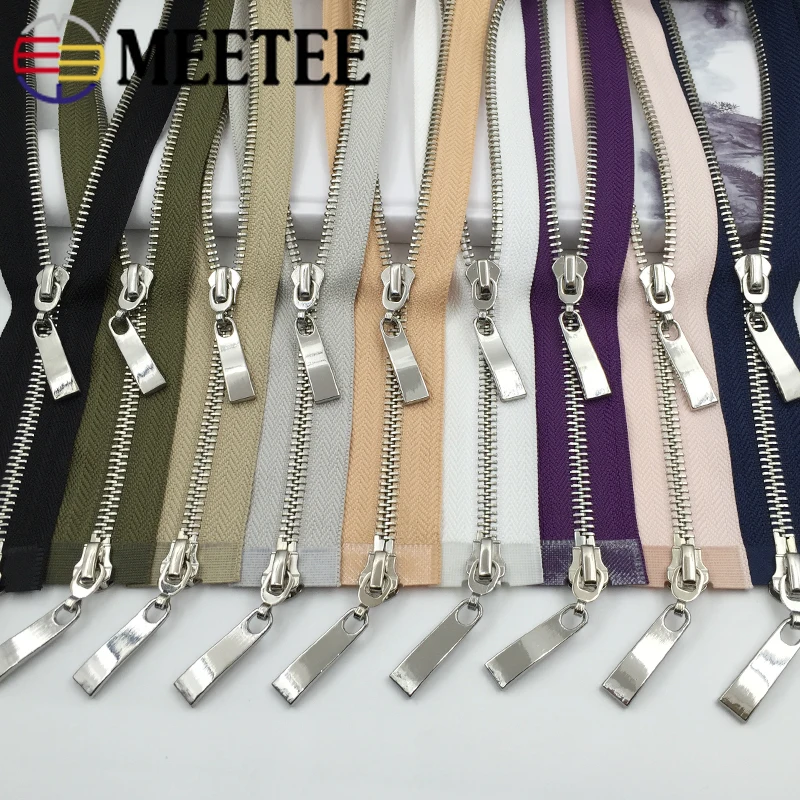

1pc Meetee 80/100/120cm Auto Lock Metal Zipper Gold Double-slider Zippers for Jackets Coat DIY Bag Clothing Sewing Accessories