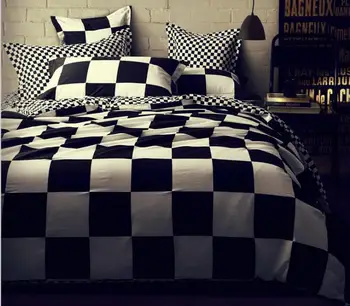 

4pcs Checks Plaids Bedding Set Includes Duvet Cover Flat Sheet Fitted Sheet Pillowcases Without Filler Cotton Eco Printing