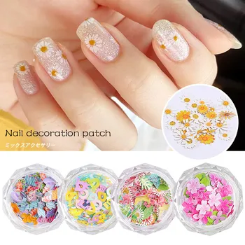 

1 Box 50pcs Nail Color Flower Star Wood Pulp Sheet 12 Color Flower Animal Alphabet Mixed Fashion Nail Decoration Jewelry Patch
