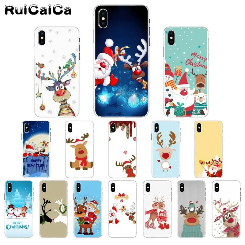 RuiCaiCa Счастливого Рождества милый Санта Клаус Лось чехол для телефона iPhone 11 pro XS MAX