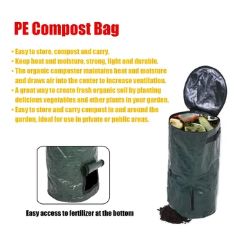 

Organic Waste Kitchen Garden Yard Compost Bag Environmental PE Cloth Planter Kitchen Waste Disposal Organic Compost Bag
