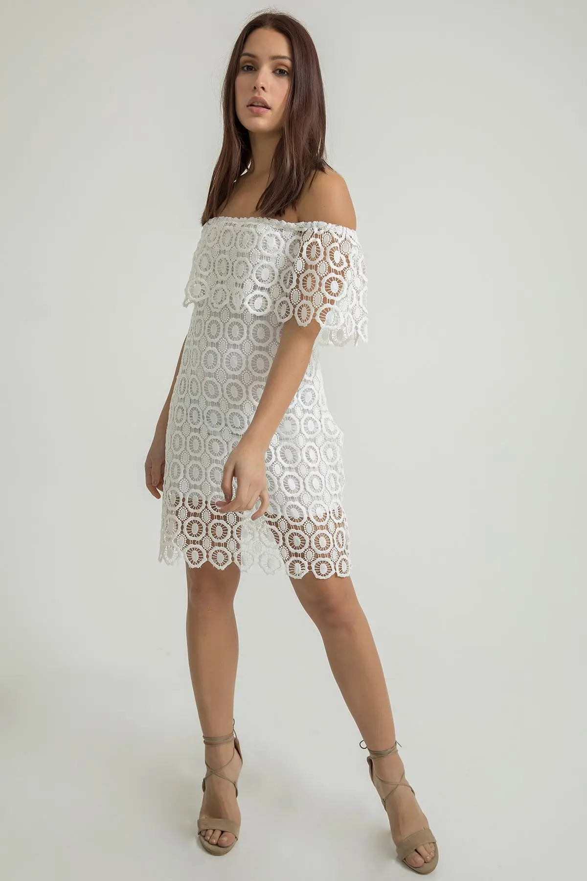 

Madonna Collar Lace Dress New Summer 2021 Women Dress Top Blouse Dress Female Mini Dress Skirt Dress Elegant Sexy Party Beach Holiday Bodycon Cut Out