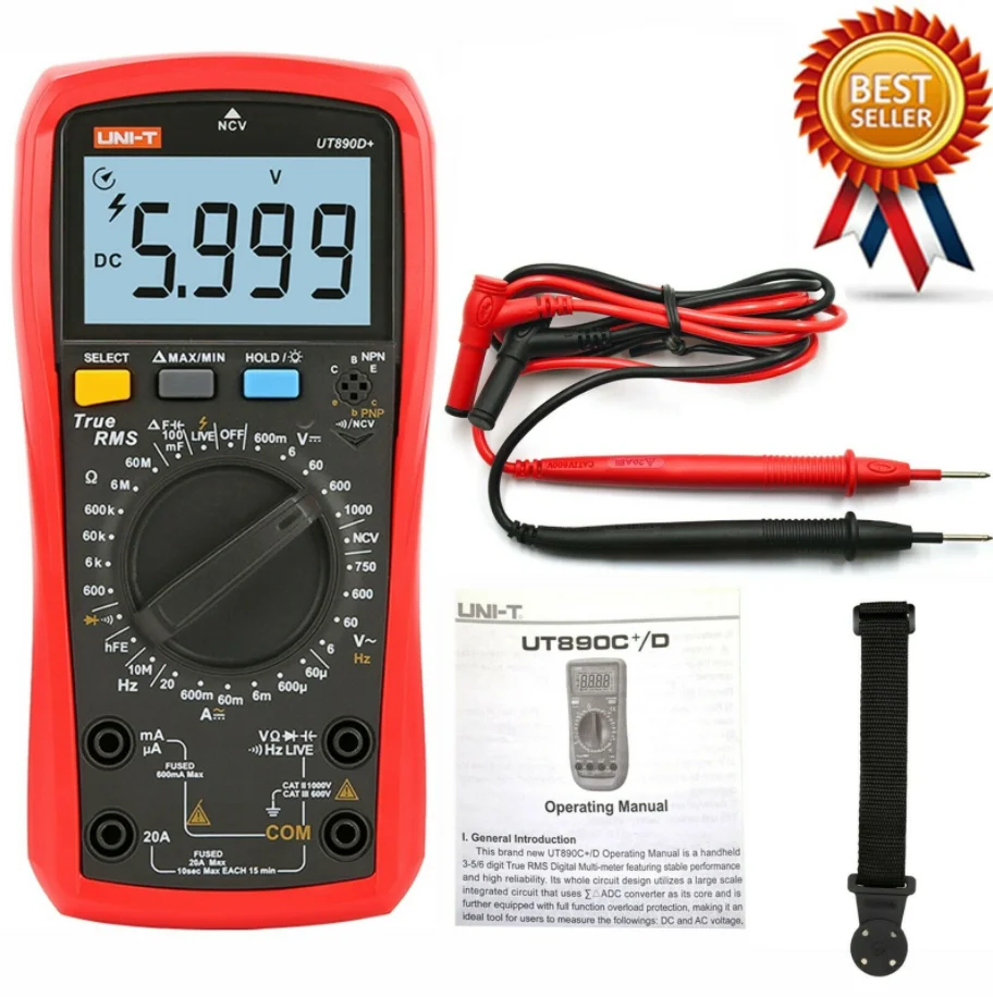 

UNI-T UT890D+ Digital Multimeter NCV and 6000-count true RMS digital multimeters With A Magnetic Hanger Loop Strap