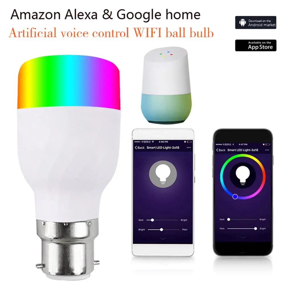 Умная Светодиодная лампа с управлением через приложение Wi-Fi 2 4 ГГц 7 Вт RGB + W E27/E26