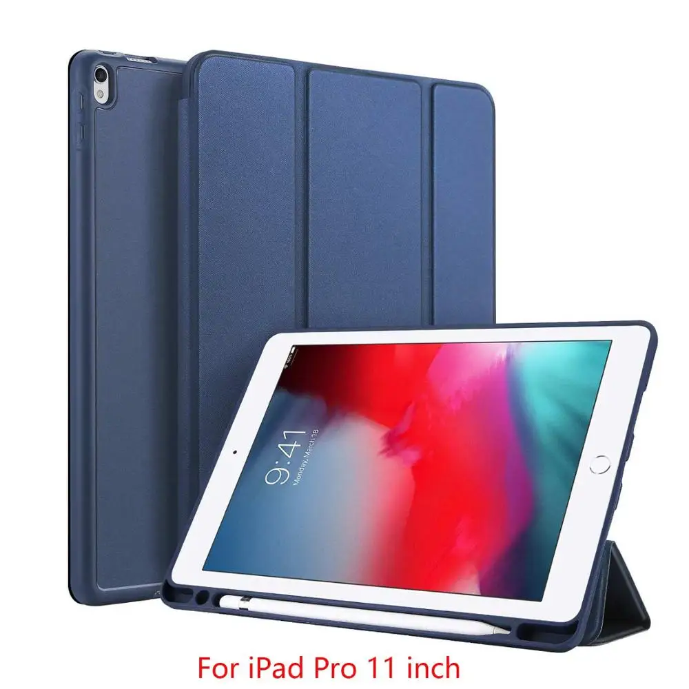 DUX DUCIS умный чехол для iPad Air PU кожаный флип Мягкий Чехол для iPad 9,7 Pro 10,5 11 12,9 Mini 5+ карандаш держатель - Цвет: Blue Pro 11