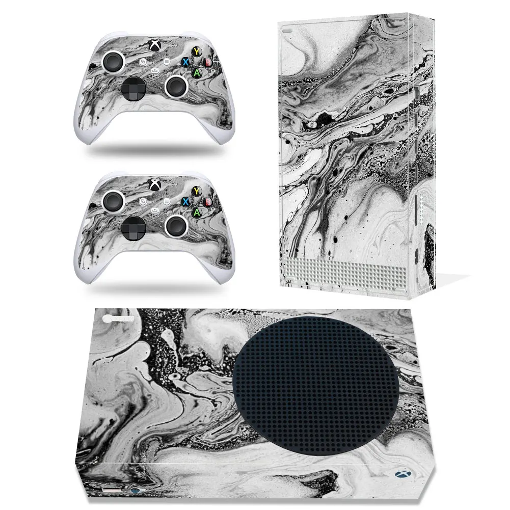 스킨 스티커 파도 디자인 탈착식 커버 PVC 비닐 Xbox 시리즈 S 콘솔 및 컨트롤러 2개와 호환 가능