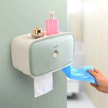 

Bathroom No-drilling Paper Towel Dispenser Wall Mounted Paper Towel Holder Toilet Tissue Dispenser&Garbage Bags Dispenser