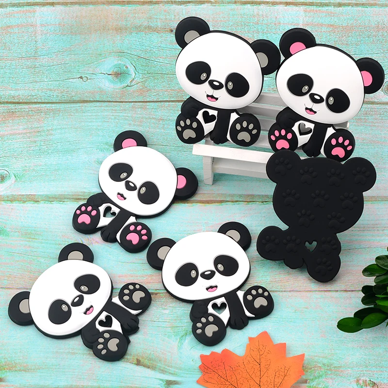 LOFCA 1pc Panda Silicone Teether BPA Free Food Grade Baby silicone teething Pendant Toys Baby Care Pacifier Chain Gift Making 6