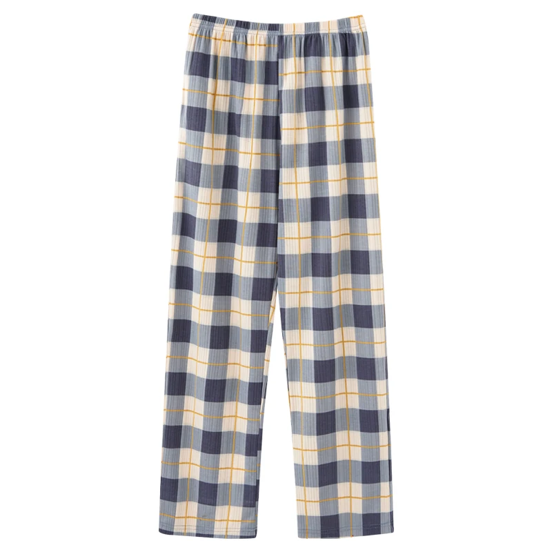 mens pajama pants Male pajamas autumn cotton long pants Japanese style simple elastic waist casual big yards L-4XL lattice men home sleep bottoms mens pajama shorts set Men's Sleep & Lounge