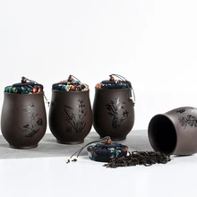 Китайский стиль, винтажный контейнер для хранения чая, натуральная фиолетовая глина, слива, Орхидея, бамбук, хризантема, банка, художественная коробка, аксессуары для чая