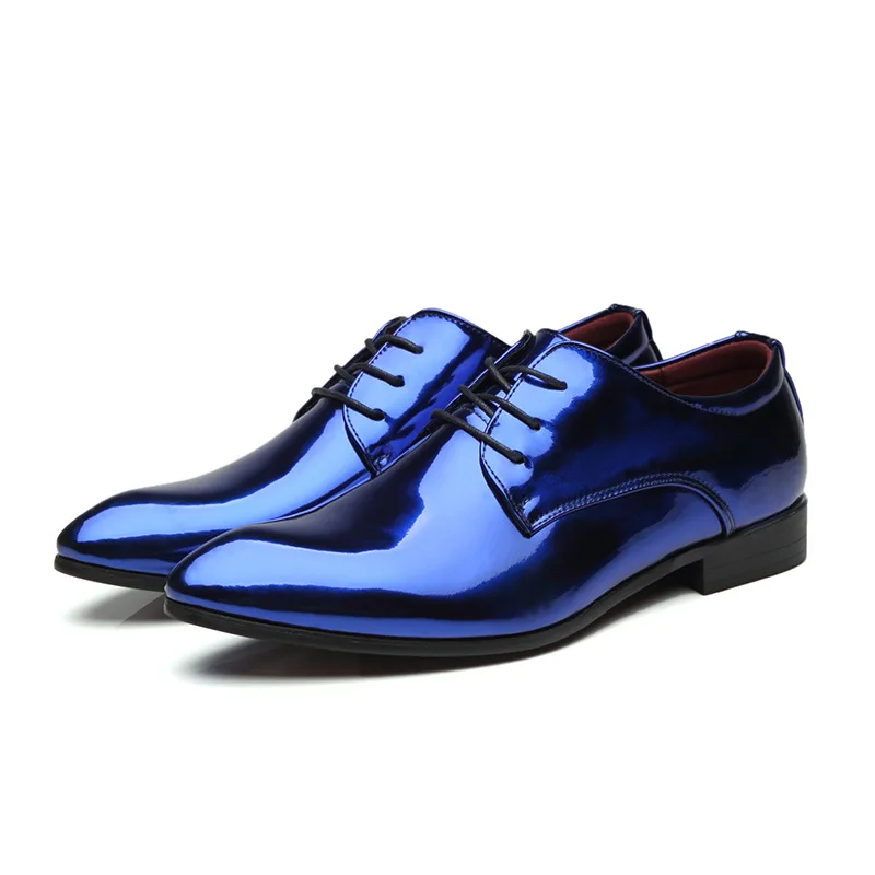 

new Big size 37-48 Trend Pointed Toe Men Patant Leather Shoes Fashion Bright Business Shoes Casual Wedding Hard-wearing Shoes