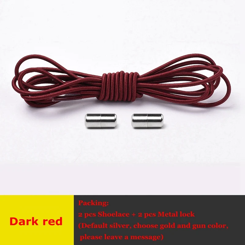 Без галстука шнурки круглые металлические фиксирующие быстро безопасные эластичные шнурки уличные кроссовки для отдыха унисекс ленивые шнурки 1 пара - Цвет: Dark red