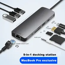 USB C к Rj45 Lan 4K HDMI 3 USB 3,0 SD карта 3,5 мм аудио порт 9 в 1 Тип C док-адаптер концентратор PD Зарядка для Macbook/S8 Dex режим