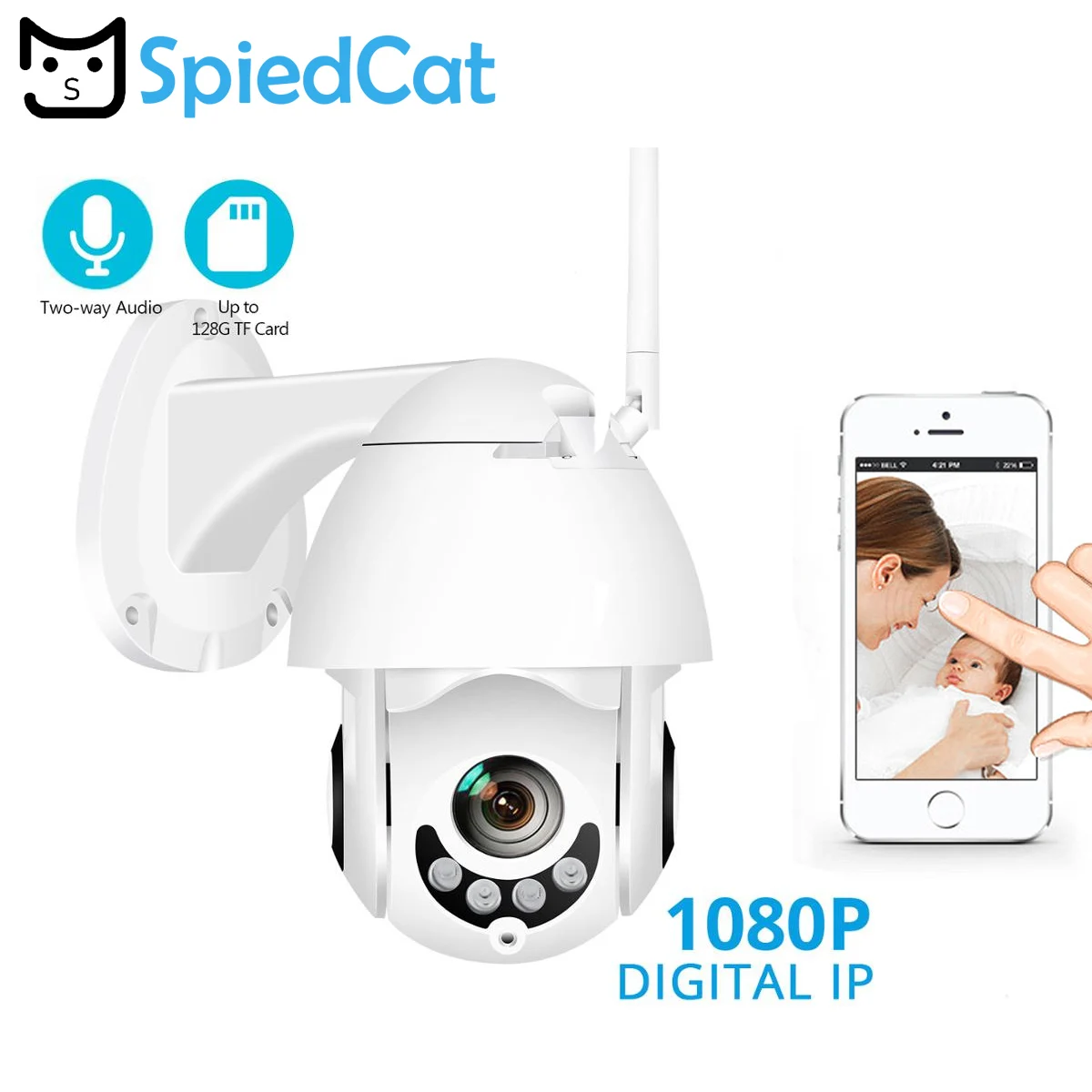 

1080P WiFi IP Camera H.265 Wireless Wired Outdoor Speed Dome CCTV Security Video Cam Two Way Audio Night Vision Motion Detection
