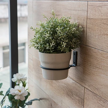 

3pcs Balcony Anti Rust Wall Mounted Tray Flower Pot Rack Iron Garden Home Easy Install Black Holding Planters Hanging Ring Shape