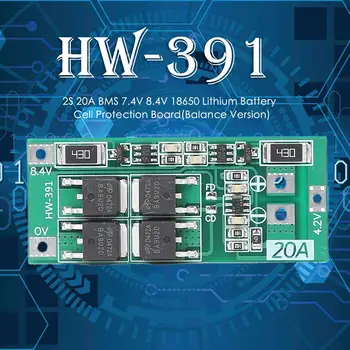 

(HW-391) 2S 20A BMS 7.4V 8.4V 18650 Lithium Battery Cell Protection Board With Balanced 20A Current (Balanced Version)