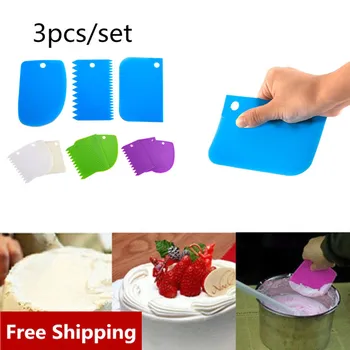 

Kitchen Accessories 3PCs/Set Scraper Cake Blade Bread Making Spatula Cutters Cake Model Silicone Decoratin Tools Kitchen Gadgets