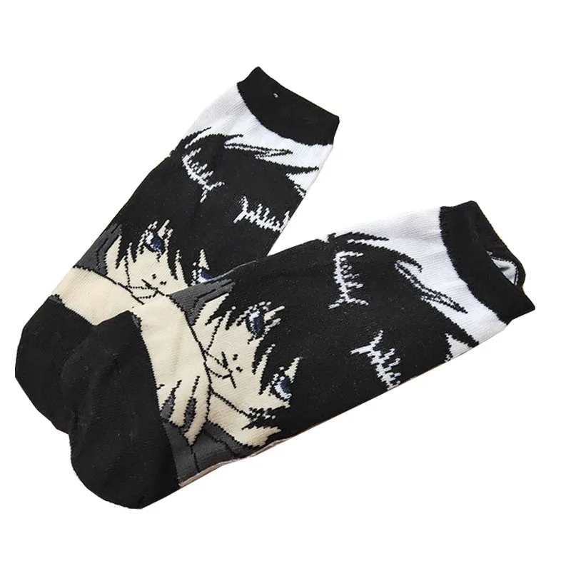 Короткие Носки с рисунком из мультфильма Death Note для женщин и мужчин Повседневные