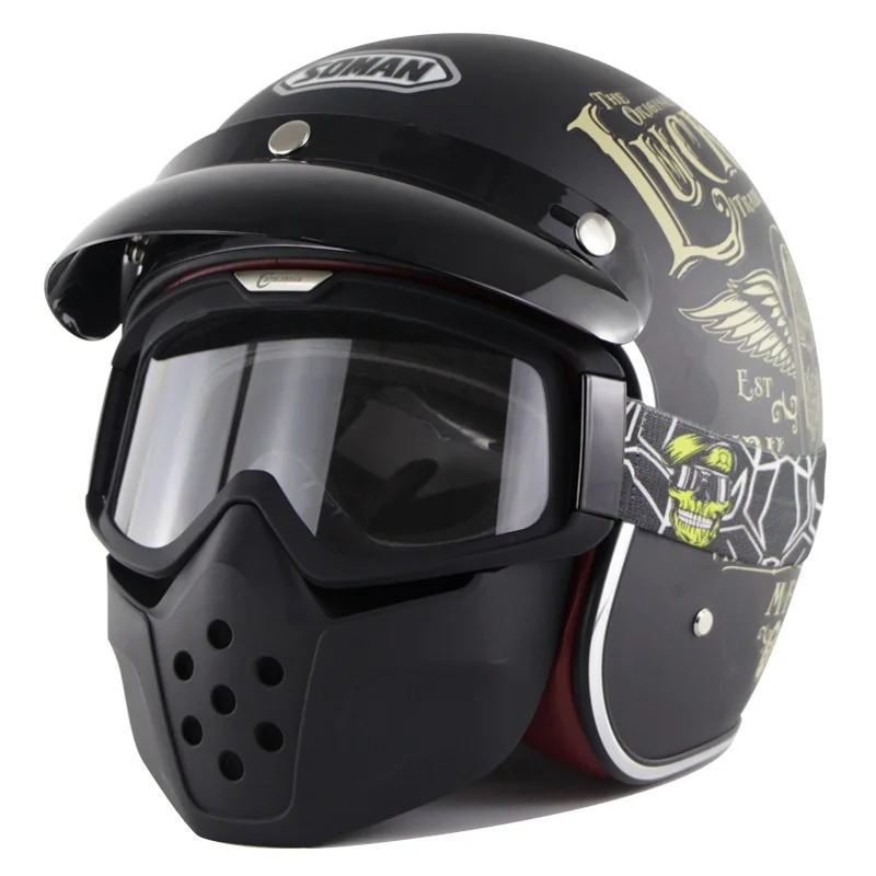 Soman512 с акулой маска очки Cg04 Ретро мотоциклетный шлем Harley Knight шлем