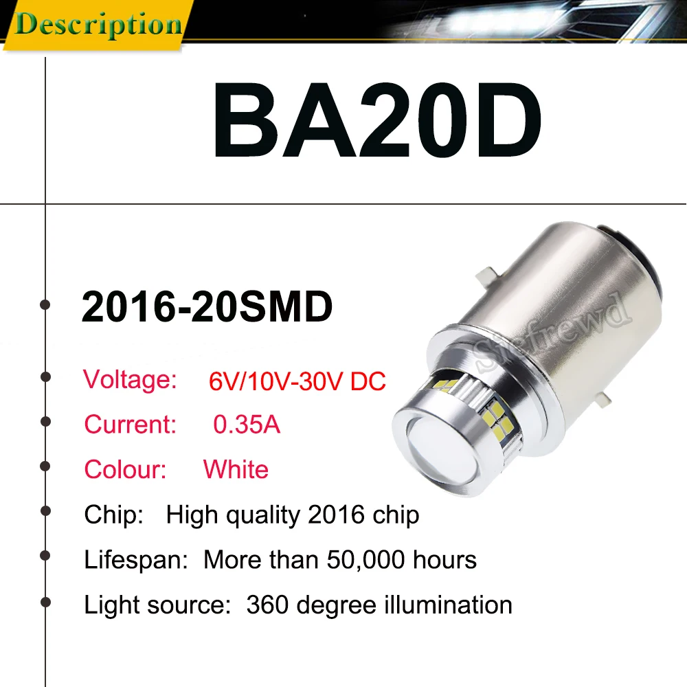 6V/12V DC BA20D H6 S1 LED Motorcycle Headlight Motorcycle Led Lights Led Motorcycle Lights Led Lights Motorcycle Driving Lights Bike Light 20SMD Hi/Lo Beam White 6000K Motorcycle Scooter Moped ATV UTV Headlamp 1Pcs
