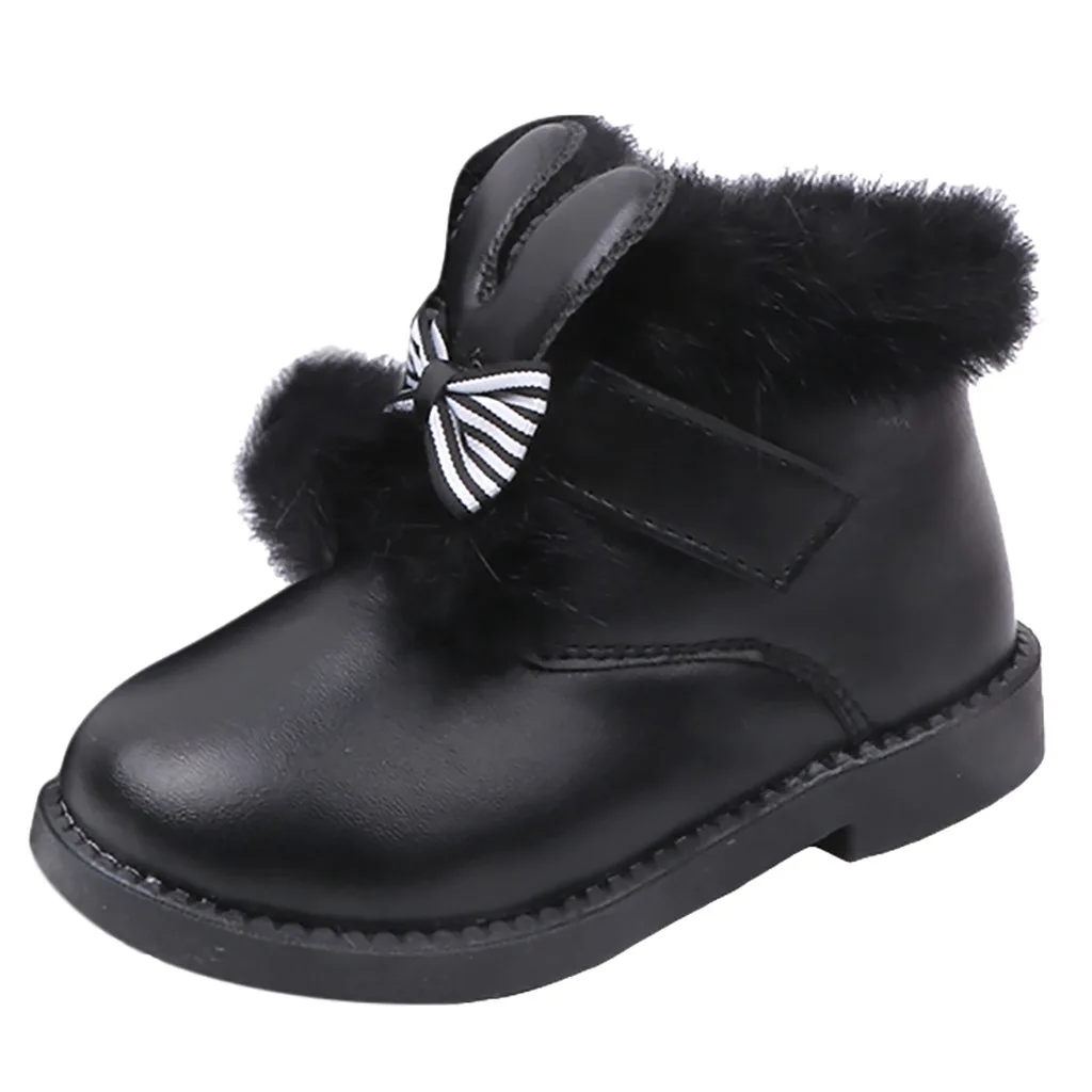 New Fashion Children's Lightweight Bow British Plus Cotton Princess Booties Plus velvet Outdoor kids shoes Sapato bota infantil