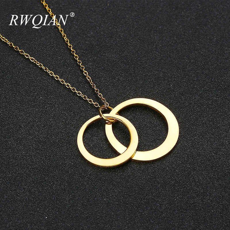Custom Family Name Necklace Circles Pendant Personalized Gold Stainless Steel Mom Nameplate Necklaces for Women Charm Jewelry | Украшения и