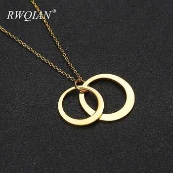 

Custom Family Name Necklace Circles Pendant Personalized Gold Stainless Steel Mom Nameplate Necklaces for Women Charm Jewelry
