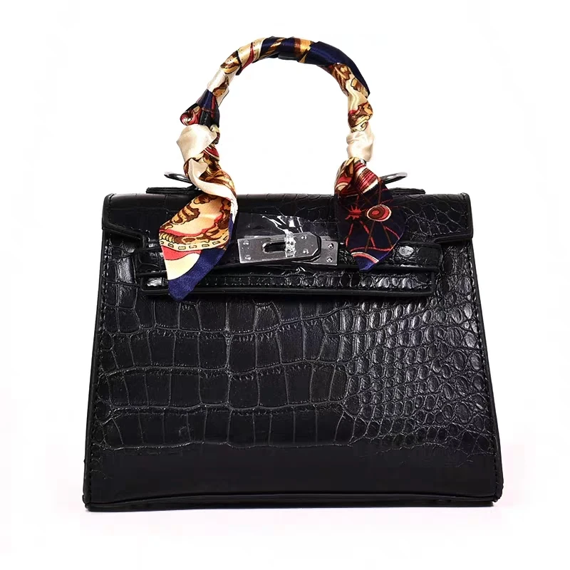

New fashion Female Messenger Bag Luxury Crocodile Pattern Lady shoulder Bag handbag Women Square Bag Designer Noble Scarf purse