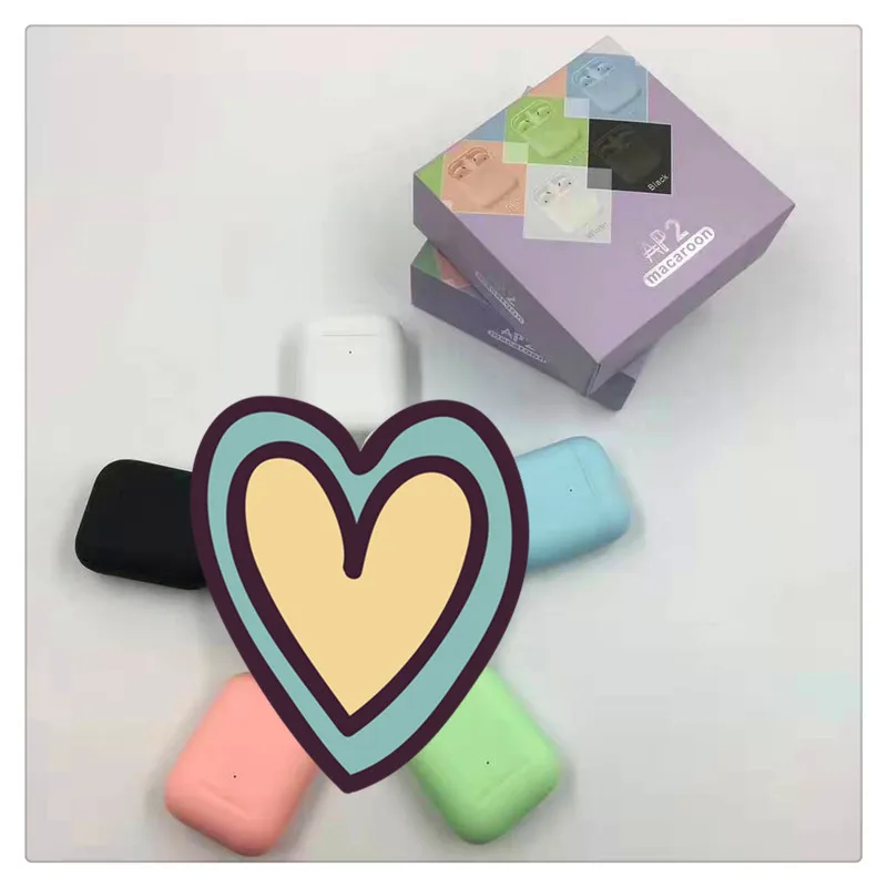 Macaron AP2 Bluetooth красочные настоящие беспроводные наушники TWS стерео сенсорное управление спортивные наушники HIFI Беспроводная зарядка