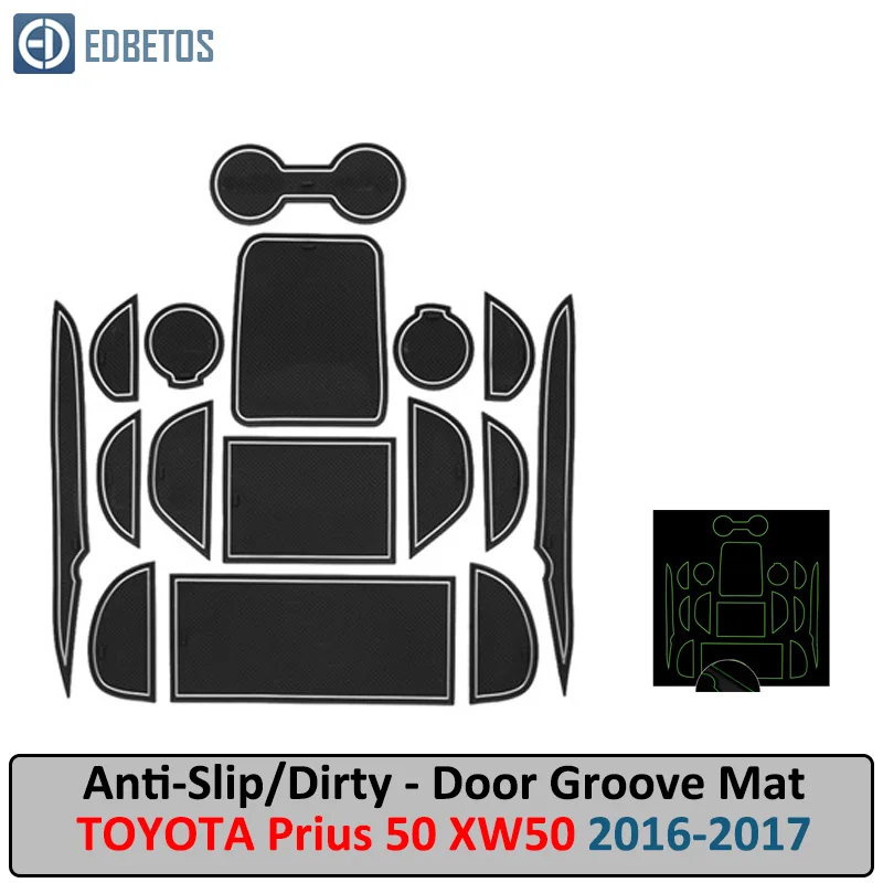 

Door Groove Mat For Toyota Prius 50 XW50 2016 2017 Anti-Slip Mat Gate Slot Coaster Anti-Dirty Mat Car Interiors Gel Pad Rubber